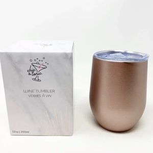 Chic & Tonic Wine Tumbler in metallic rose gold 12oz luxory drink ware fun NWT
